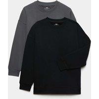 M&S 2 Pack Cotton Rich Plain Sweatshirts (6-16 Yrs) Black Mix