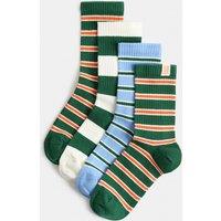 M&S 4 Pack Cotton Rich Wide Stripe Sports Socks Multi