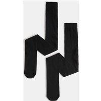 M&S 2 Pack Cotton Rich School Tights (2-16 Yrs) Black