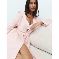 M&S Jersey Waffle Dressing Gown Soft Pink