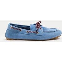 M&S Suede Contrast Slip On Flat Boat Shoes Blue
