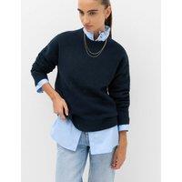 M&S Crew Neck Relaxed Jumper with Wool Midnight Navy