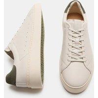 Autograph Leather Lace Up Cupsole Trainers Natural Mix
