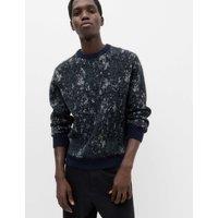 M&S Pixel Splatter Crew Neck Jumper With Wool Navy Mix