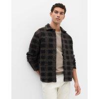 M&S Checked Button Through Knitted Jacket Black Mix