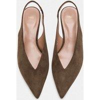 M&S Kitten Heel Pointed Slingback Shoes Olive