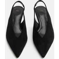 M&S Kitten Heel Pointed Slingback Shoes Black