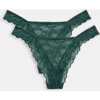 M&S 2 Pack Ida Sequin Mesh & Lace Miami Knickers Bottle Green