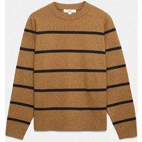 M&S Air-Yarn Striped Crew Neck Jumper Caramel Mix