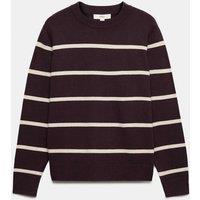 M&S Air-Yarn Striped Crew Neck Jumper Dark Aubergine