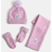 M&S 3pk Disney Frozen Sparkly Hat Scarf & Glove Set Lilac
