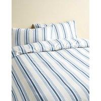 M&S Pure Cotton Striped Bedding Set Slate Blue