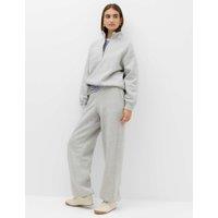 M&S Pure Cotton Patch Pocket Wide Leg Joggers Grey Marl