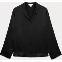 Autograph Premium Satin Revere Pyjama Top Black