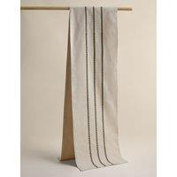 M&S Cotton Rich Striped Table Runner with Linen Olive