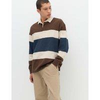 M&S Pure Cotton Colour Block Rugby Shirt Brown Mix