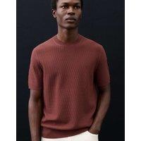 Autograph Textured Knitted T-Shirt Chestnut