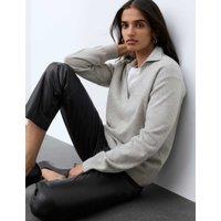 Autograph Pure Cashmere Relaxed Fit Knitted Top Grey Marl