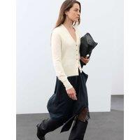 Autograph Brushed Pure Cashmere V Neck Slim Cardigan Ivory