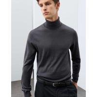 Autograph Pure Extra Fine Merino Wool Roll Neck Jumper Granite