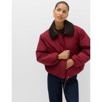 M&S Thermowarmth Cord Collar Short Padded Jacket Burgundy