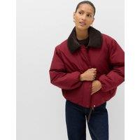 M&S Thermowarmth Cord Collar Short Padded Jacket Burgundy