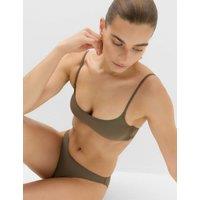 M&S Padded Cropped Scoop Neck Bikini Top Dark Khaki
