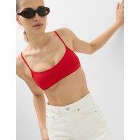 M&S Padded Cropped Scoop Neck Bikini Top Lacquer Red