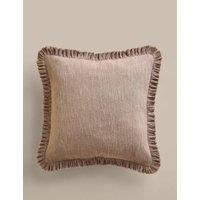 M&S Pure Cotton Textured Fringe Cushion Putty