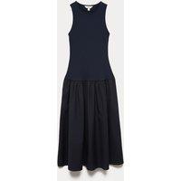 M&S Jersey Ribbed Midi Drop Waist Dress Navy