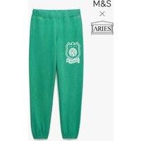 M&S x Aries Pure Cotton Printed Joggers Green