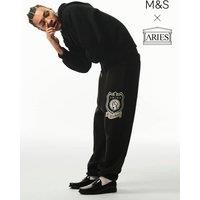 M&S x Aries Pure Cotton Printed Joggers Black