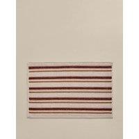 M&S Pure Cotton Woven Striped Stay New Bath Mat Linen