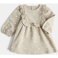 M&S Cotton Rich Jersey Frill Dress (0-3 Yrs) Green