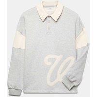 M&S Cotton Rich Appliqu Graphic Rugby Top (6-16 Yrs) Grey Marl