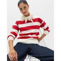 M&S Air-Yarn Striped Funnel Neck Relaxed Fit Jumper Ivory Mix