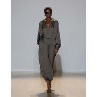 M&S Pleated Satin Jumpsuit Dark Mole