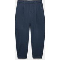 M&S Barrel Fit Smart Twill Trousers Dark Navy