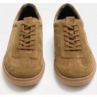 Autograph Suede Contrast Sole Lace Up Trainers Light Brown