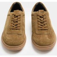 Autograph Suede Contrast Sole Lace Up Trainers Light Brown