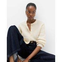 M&S Blouson Sleeve Cropped Cardigan with Wool Ivory
