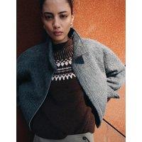 M&S Fairisle Crew Neck Jumper Brown