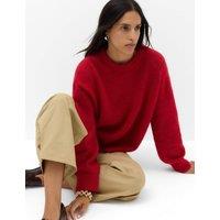 M&S Alpaca Blend Textured Relaxed Jumper Ruby Red