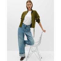 M&S Funnel Neck Zip Up Pocket Detail Knitted Jacket Sage