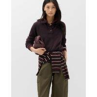 M&S Collared Knitted Polo Jumper Dark Aubergine