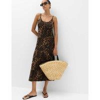 M&S Printed Jersey Midaxi Beach Dress Dark Brown Mix