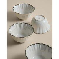 M&S Set of 4 Ruffle Stoneware Cereal Bowls Cream Mix