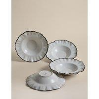 M&S Set of 4 Ruffle Stoneware Pasta Bowls Cream Mix
