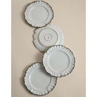 M&S Set of 4 Ruffle Stoneware Dinner Plates Cream Mix