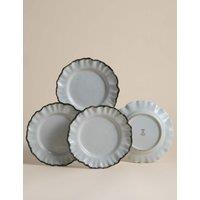 M&S Set of 4 Ruffle Stoneware Side Plates Cream Mix
